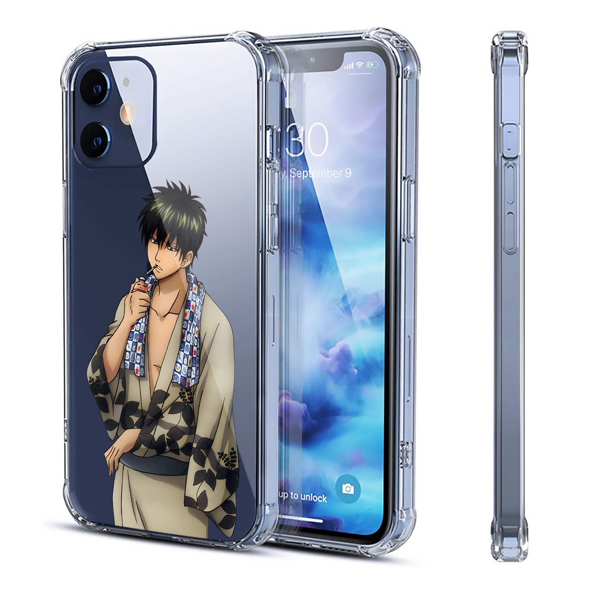 （画像用） ぎんたま 坂田銀時（さかたぎんとき） 神楽 志村新八（しむら しんぱち） GINTAMA Sakata Gintoki Kagura Shimura Shinpachi 【iPhone 12シリーズ対応】透明スマホケース（クリアソフトケース）